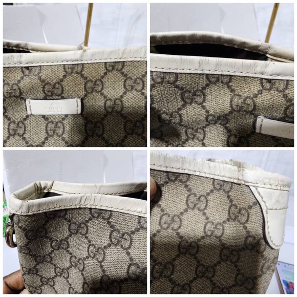 Authentic GUCCI GG Coated Canvas Joy Medium Tote Bag Beige/White - Picture 12 of 16
